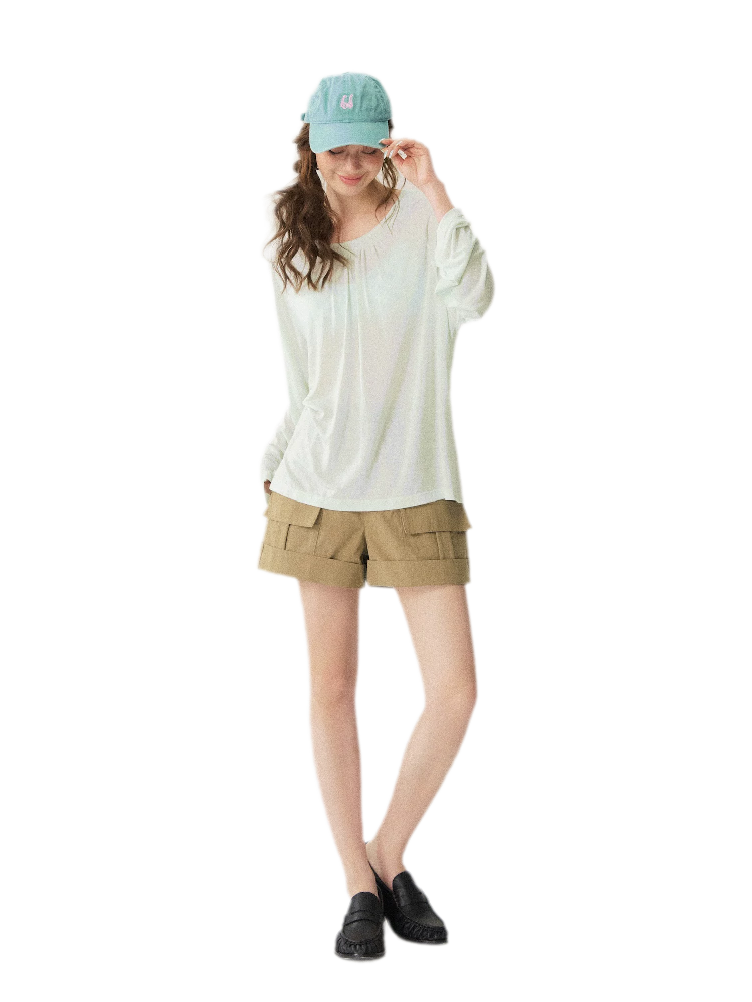 V-Neck Ruched Long Tee