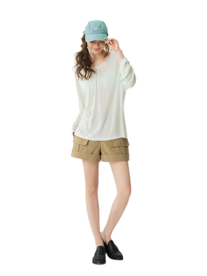 V-Neck Ruched Long Tee