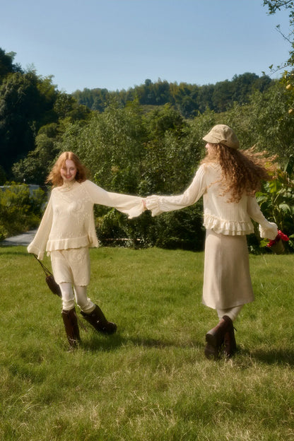 Ensemble chemise à volants et jupe en coton