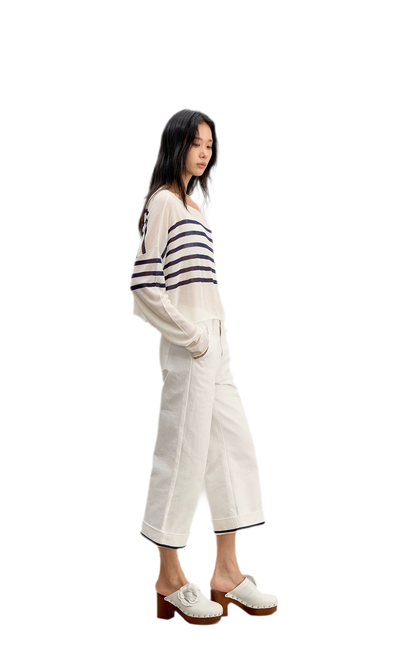 Maglia a righe con spalla obliqua