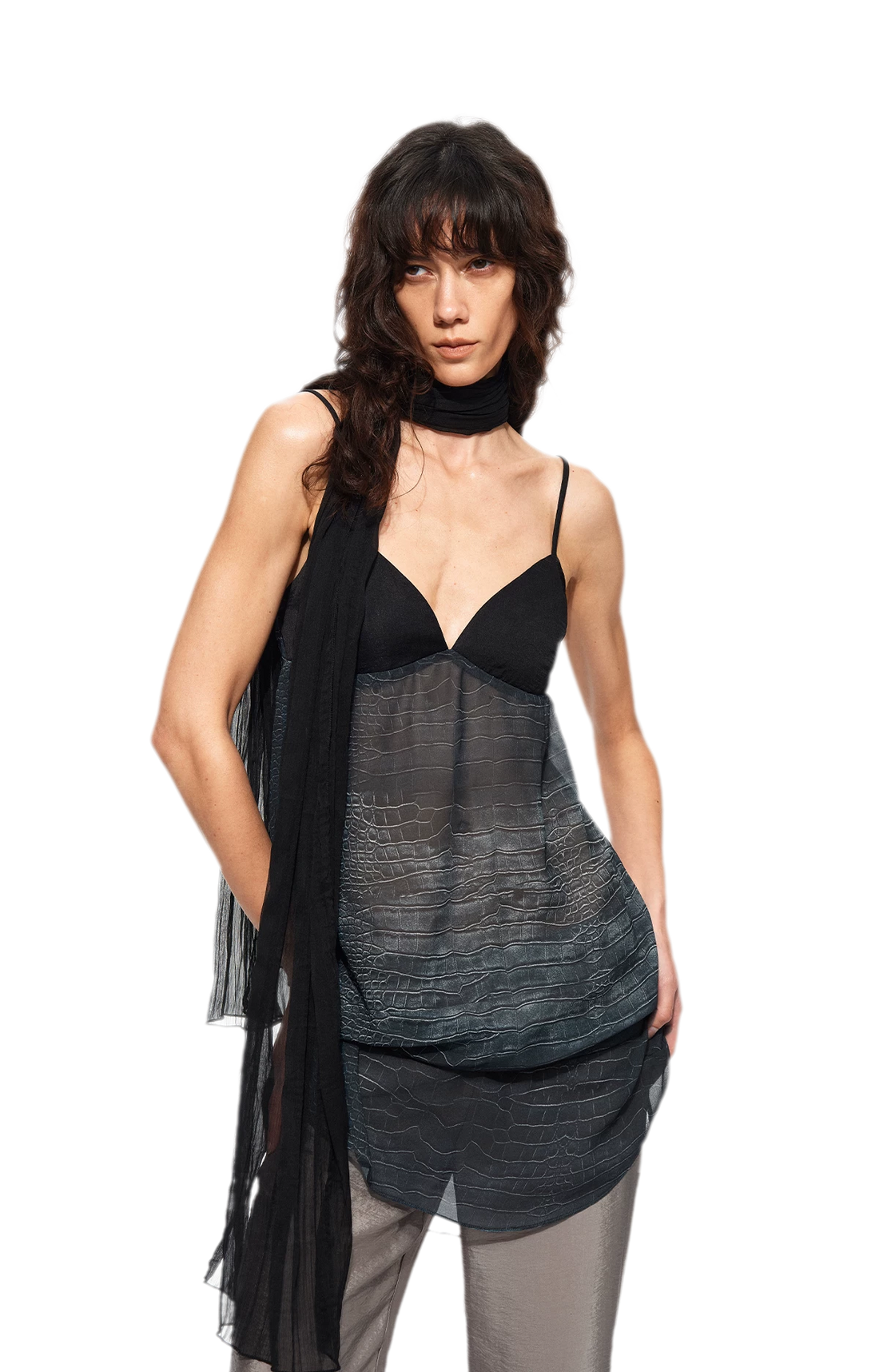 Sheer Satin Snake Camisole