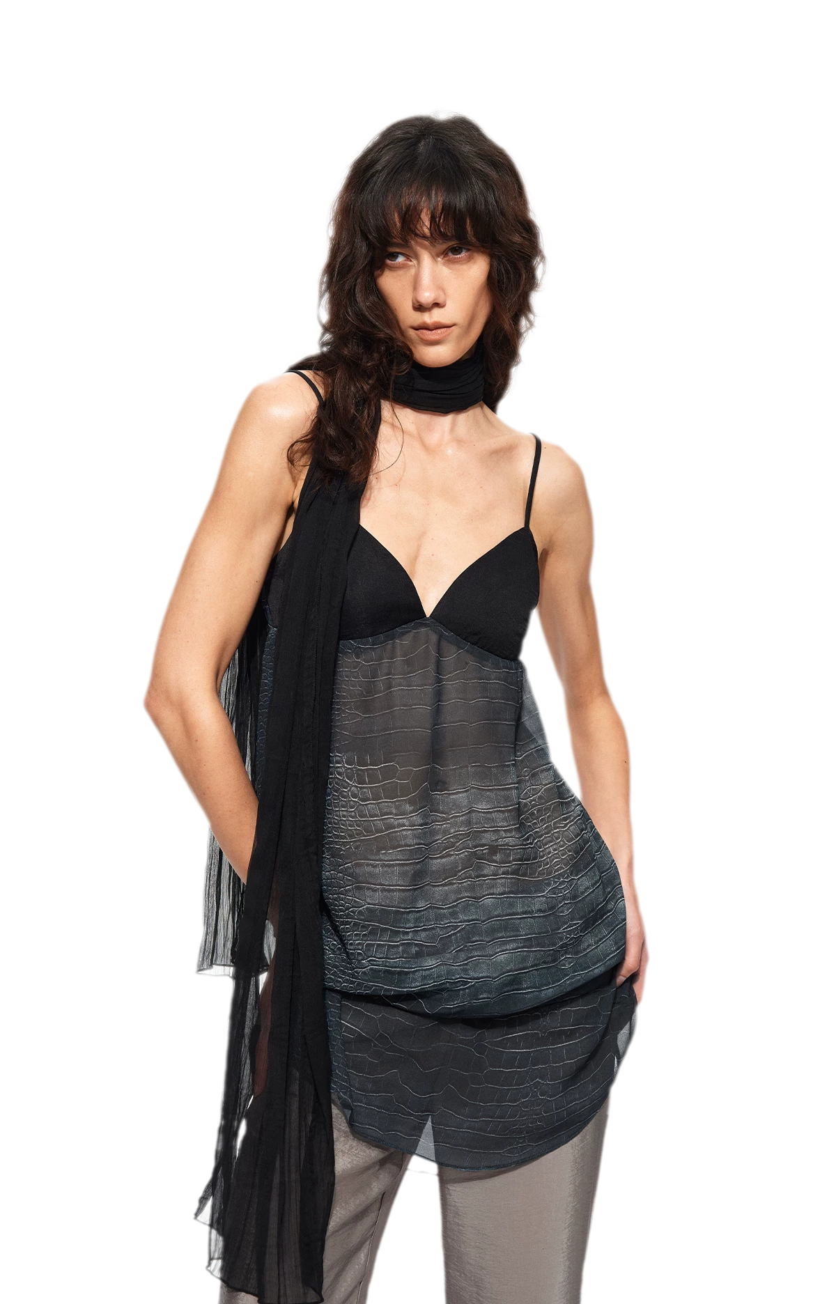 Sheer Satin Snake Camisole