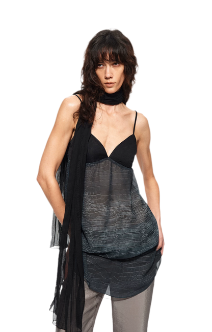 Sheer Satin Snake Camisole