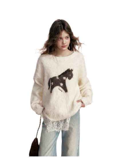 Embellished Fleece-Lined Wide-Leg Jeans