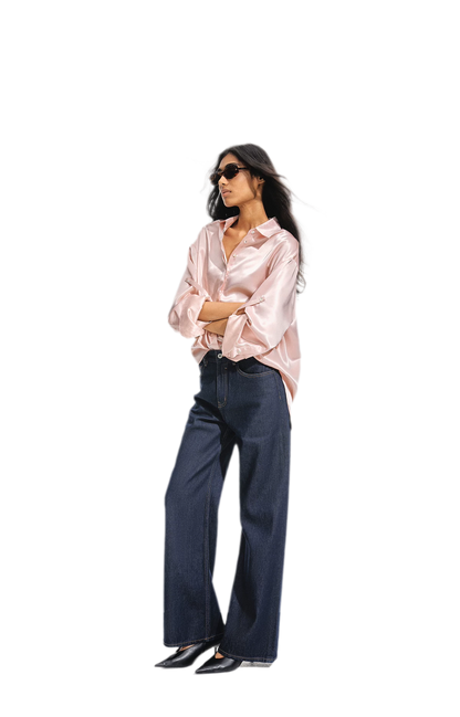 Jeans met contrasterende stiksels en hoge taille