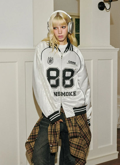 Glossy Cropped Baseball Jacket