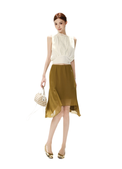 Layered Chiffon A-Line Skirt