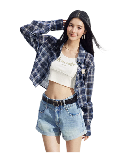 Cropped Plaid Sun Shirt