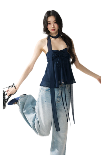 Halter Ruched Bustier Top