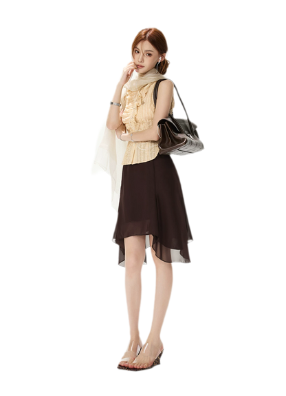 Drapey Asymmetrical Midi Skirt