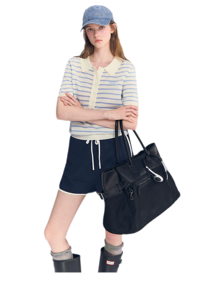 Embroidered Piping Shorts