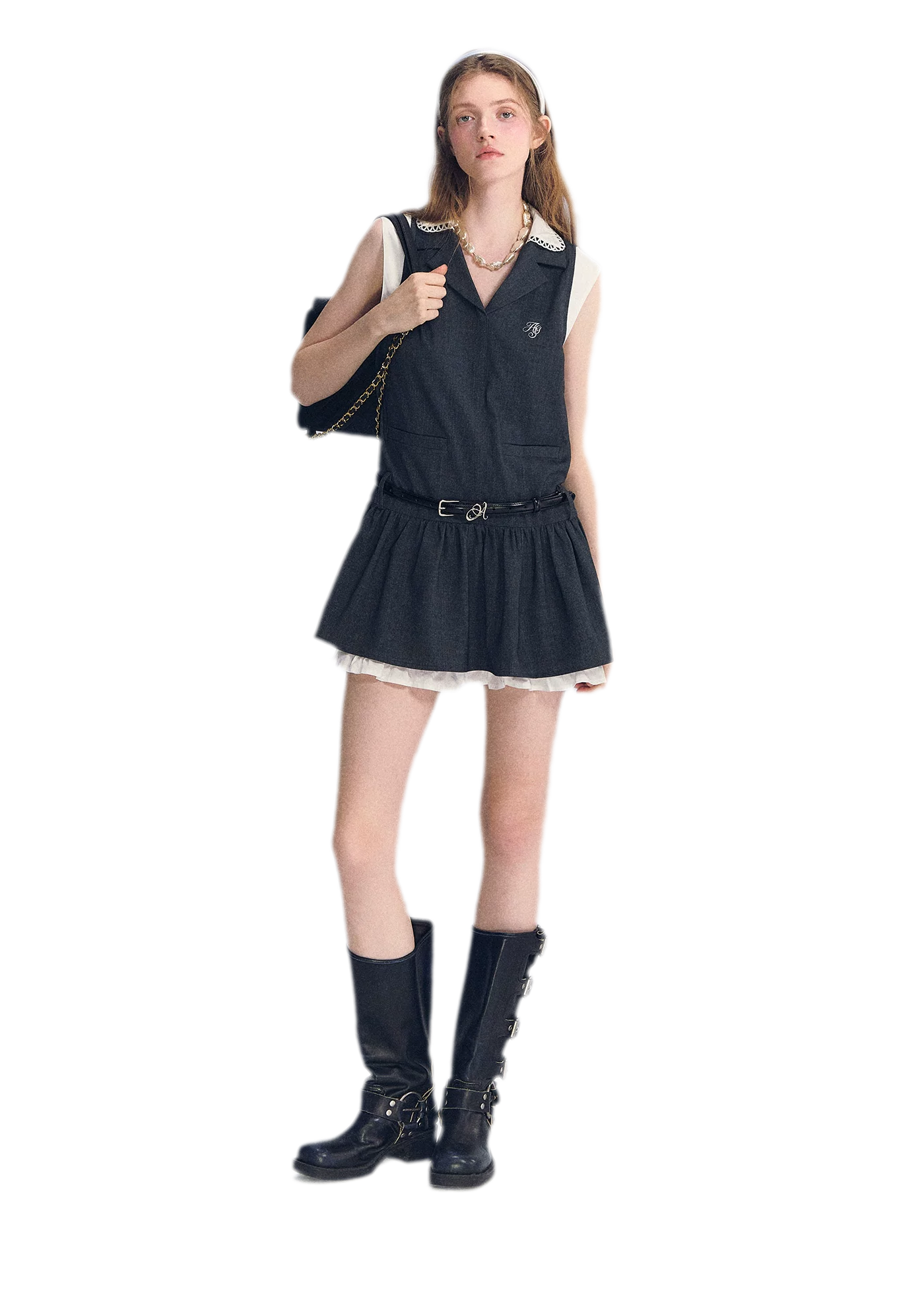 Contrast Collar Cami Dress