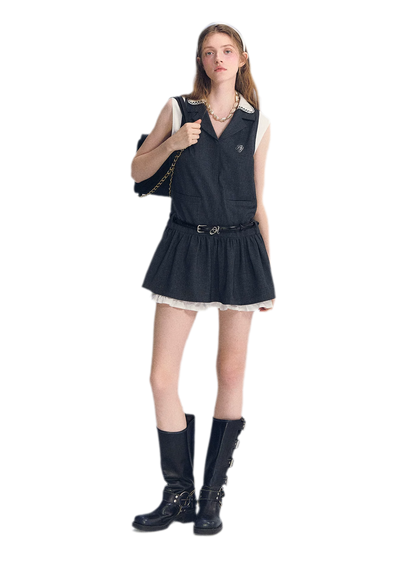 Contrast Collar Cami Dress