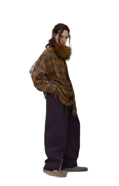 Contrasting Plaid Panel T-Shirt