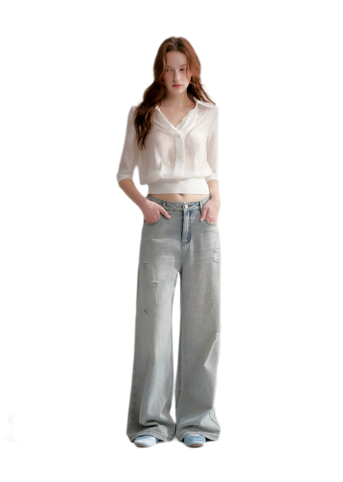 Washed Rhinestone Jeans