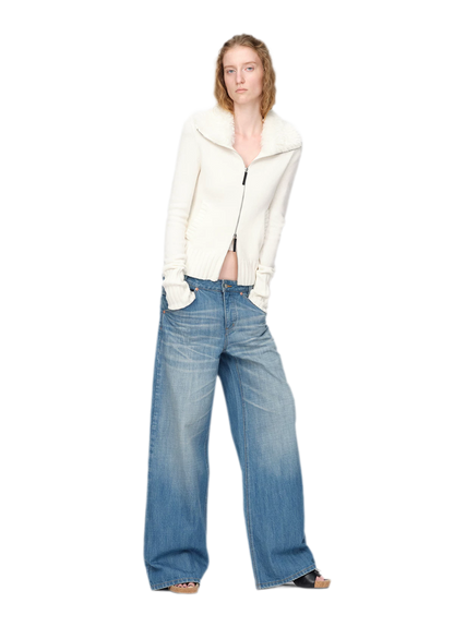 Wool Ribbed Fitted Cardigan