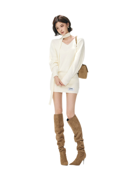 Plush V-Neck Convertible Sweater