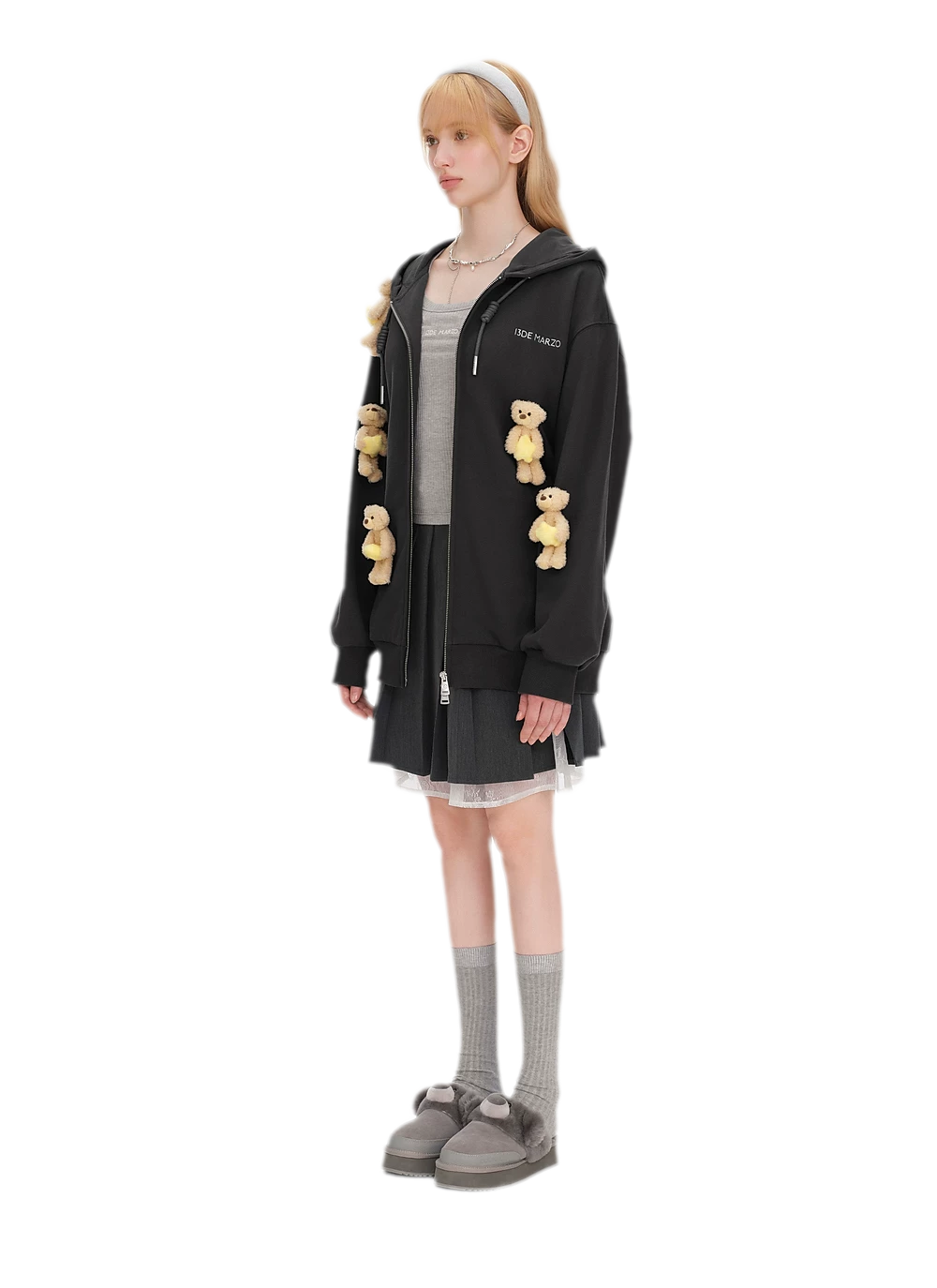 Bear Star Embroidered Hoodie