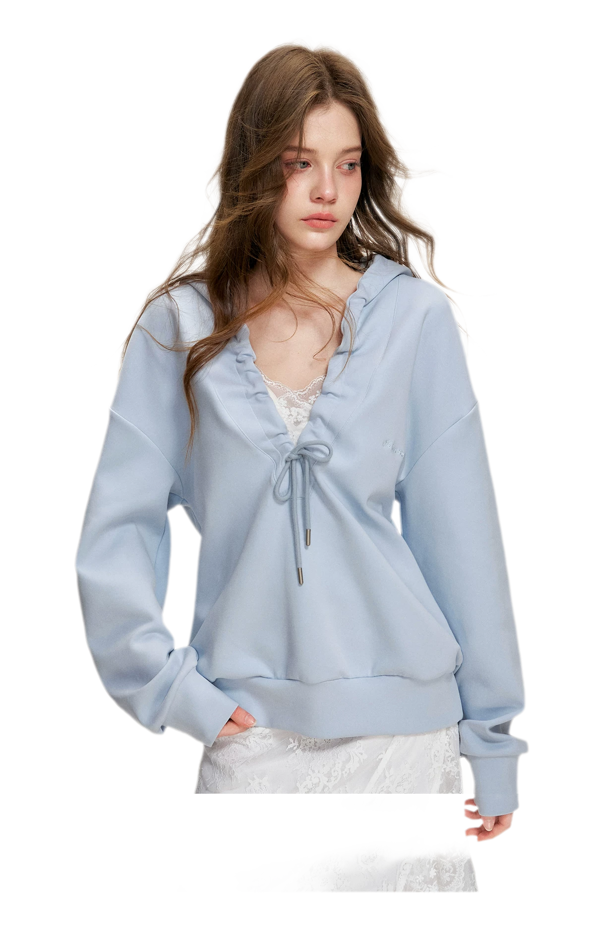 Cotton-Feel Ruched Oversized Hoodie