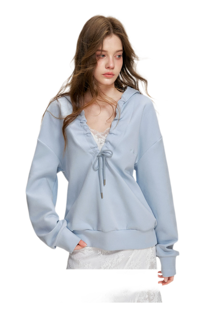 Cotton-Feel Ruched Oversized Hoodie