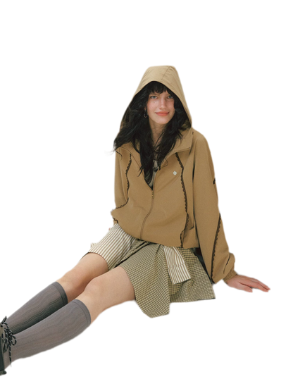Lace Panel Hooded Jacket