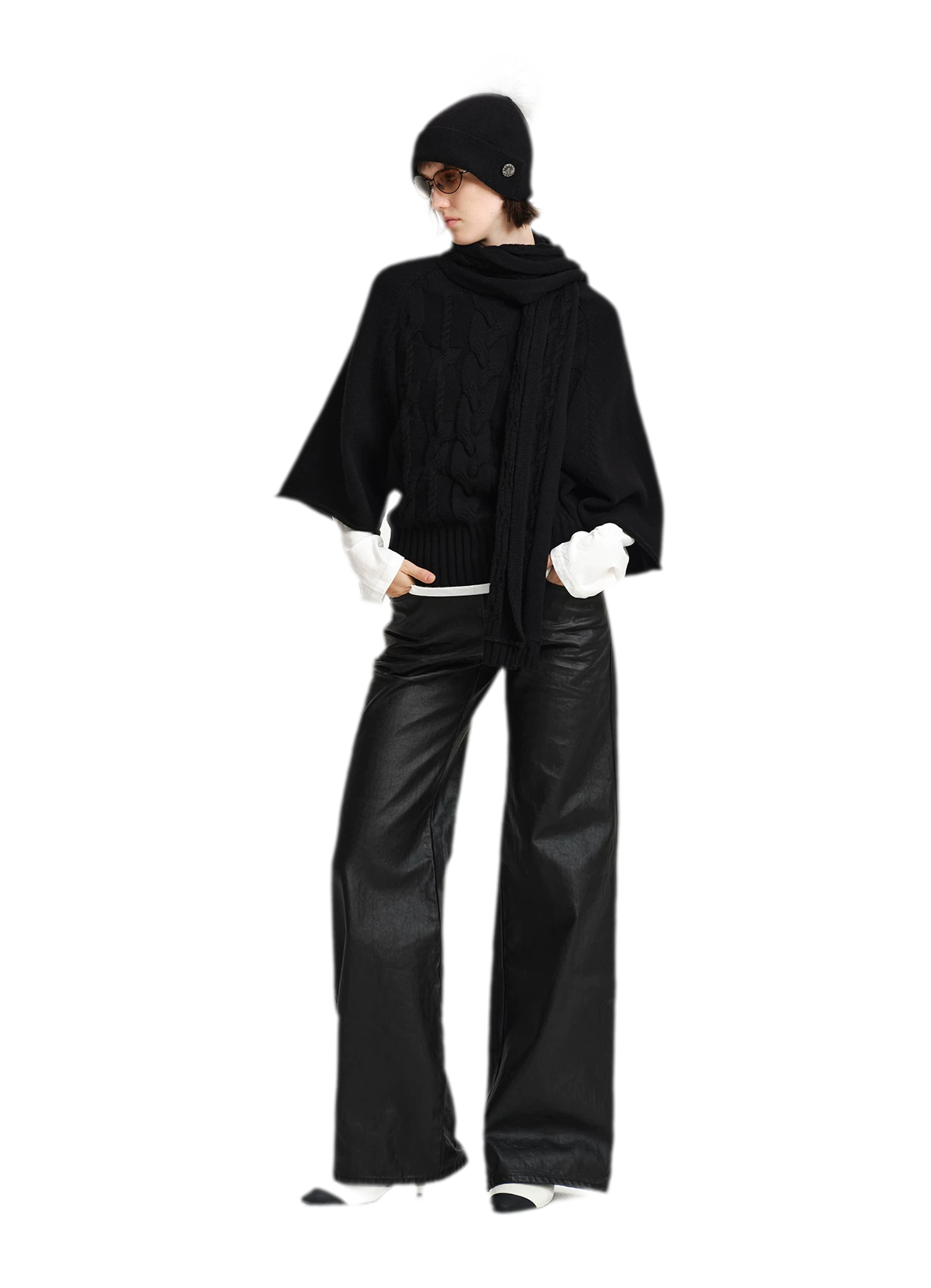 Kabelstrick-Cape-Pullover