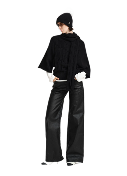 Kabelstrick-Cape-Pullover