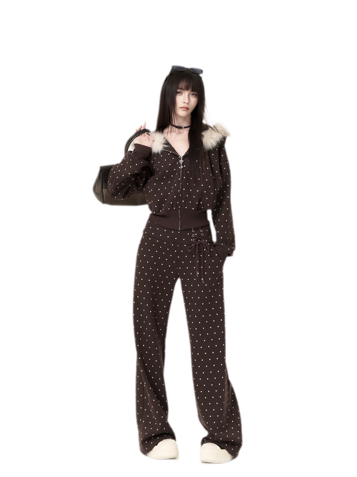 Brushed Polka-Dot Coordinated Set