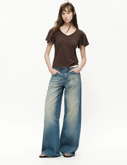 Vintage Wash Wide Jeans