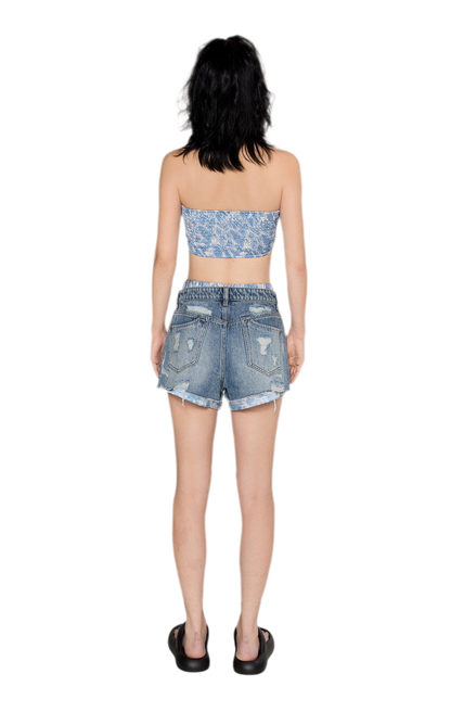 Wave Trim Denim Shorts
