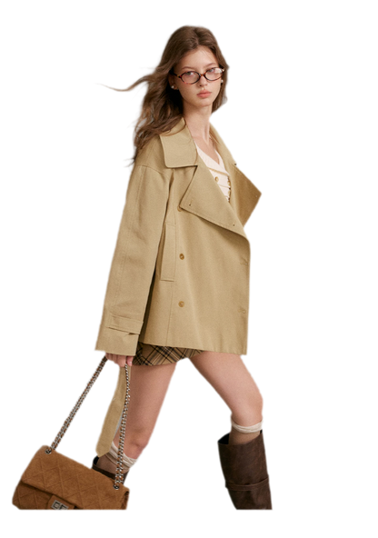 Áo trench cotton hai hàng khuy