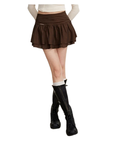Pleated Ruffle A-Line Skirt
