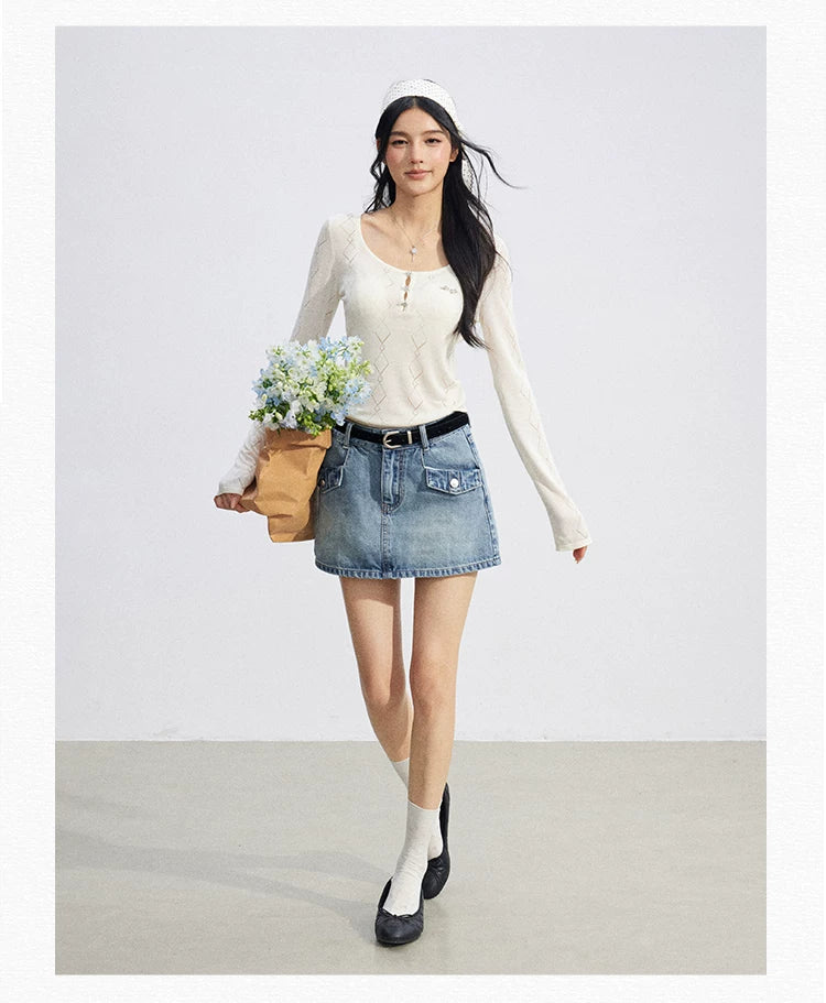 Ice Silk Hollow Knit Top