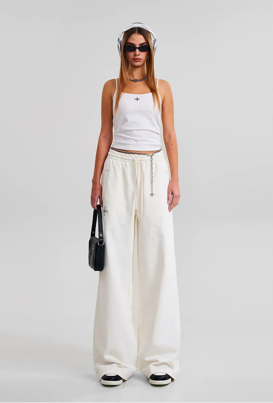 Cross Statue Wide-Leg Cotton Sweatpants