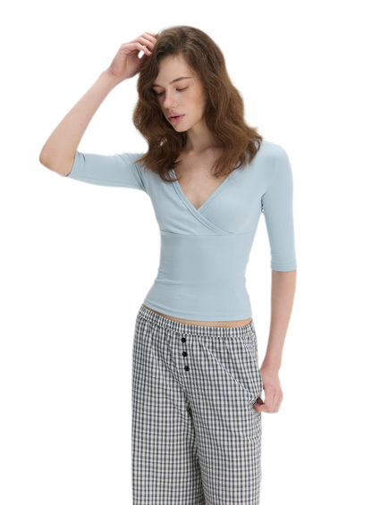 Crossover V-Neck Fitted Top