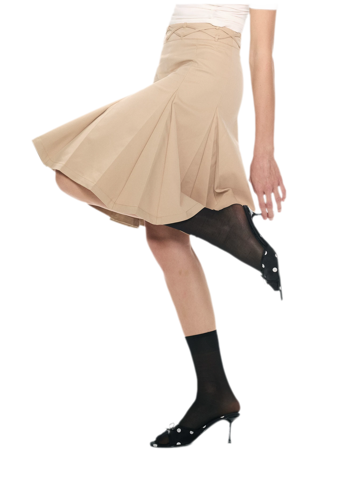 Low Waist Pleated A-Line Skirt