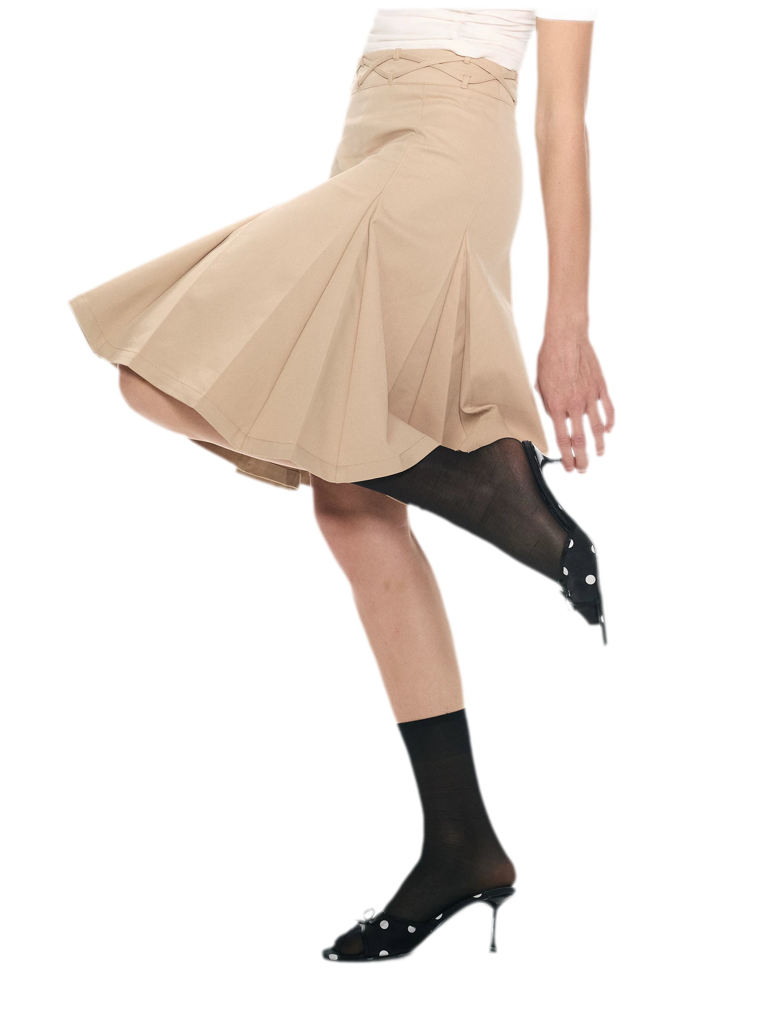 Low Waist Pleated A-Line Skirt