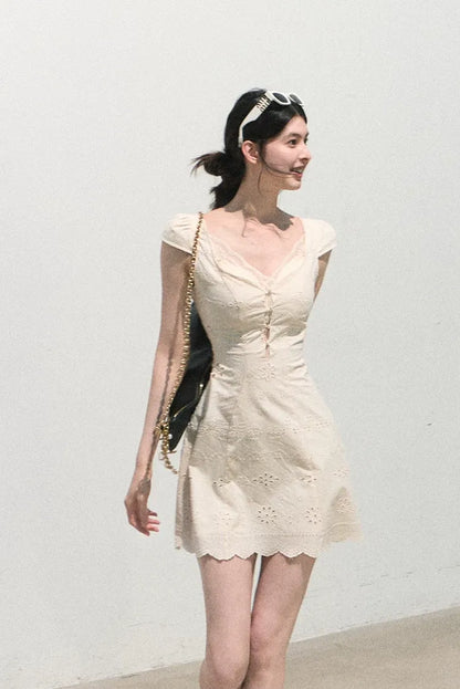 Broderie Lace Midi Dress