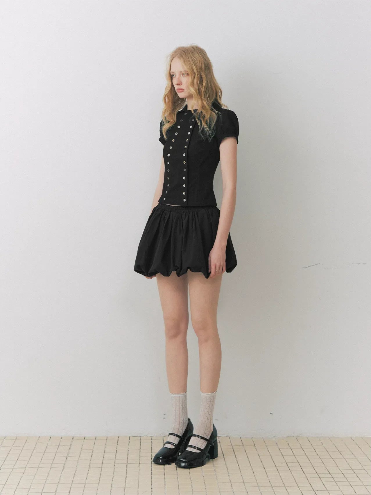 Shell Button Fitted Shirt