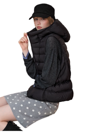 Cropped Hooded Duck-Down Vest