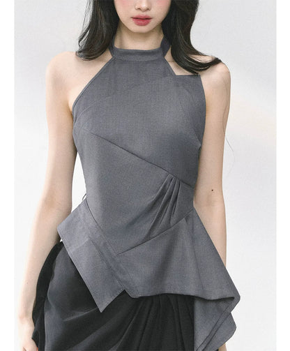 Halter Sculpted Crop Tee