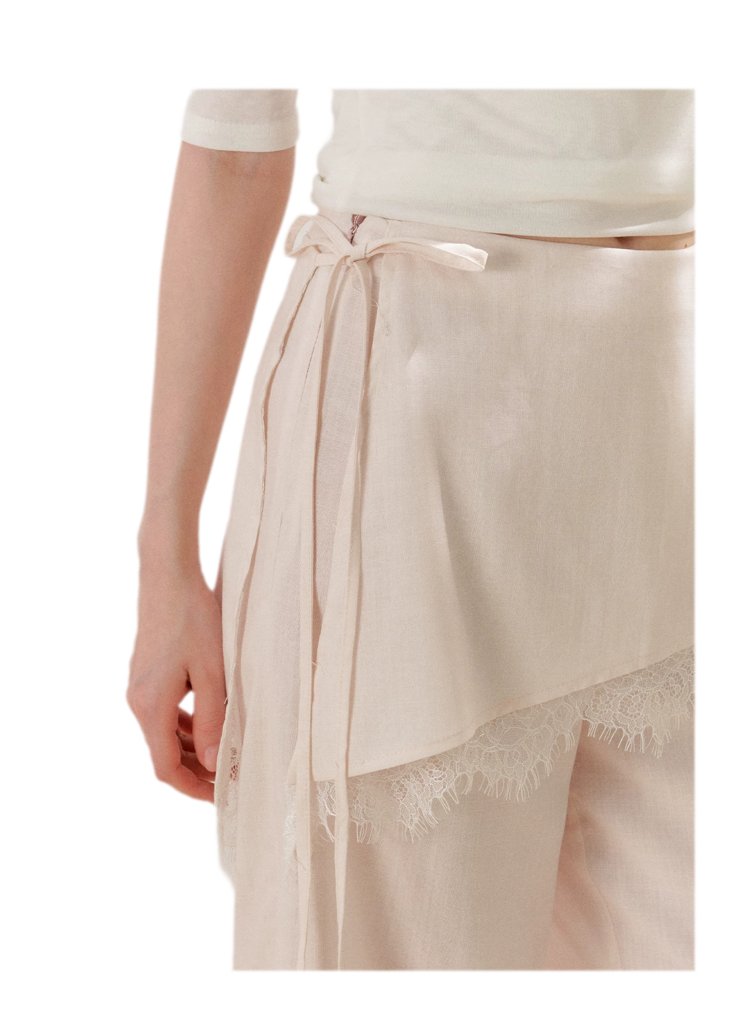 Lace Detail Casual Wide-Leg Pants