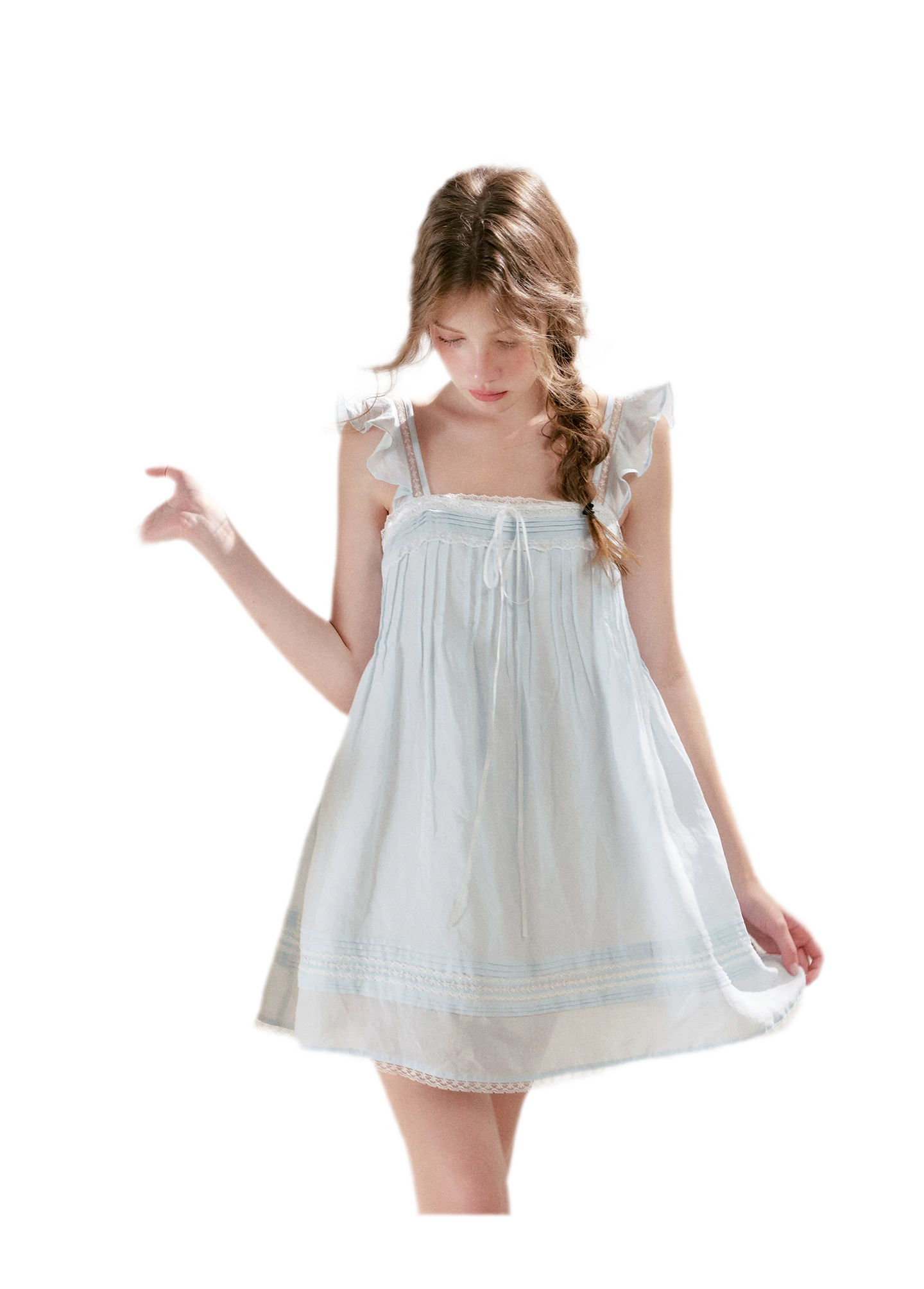 Pleated Lace A-Line Dress