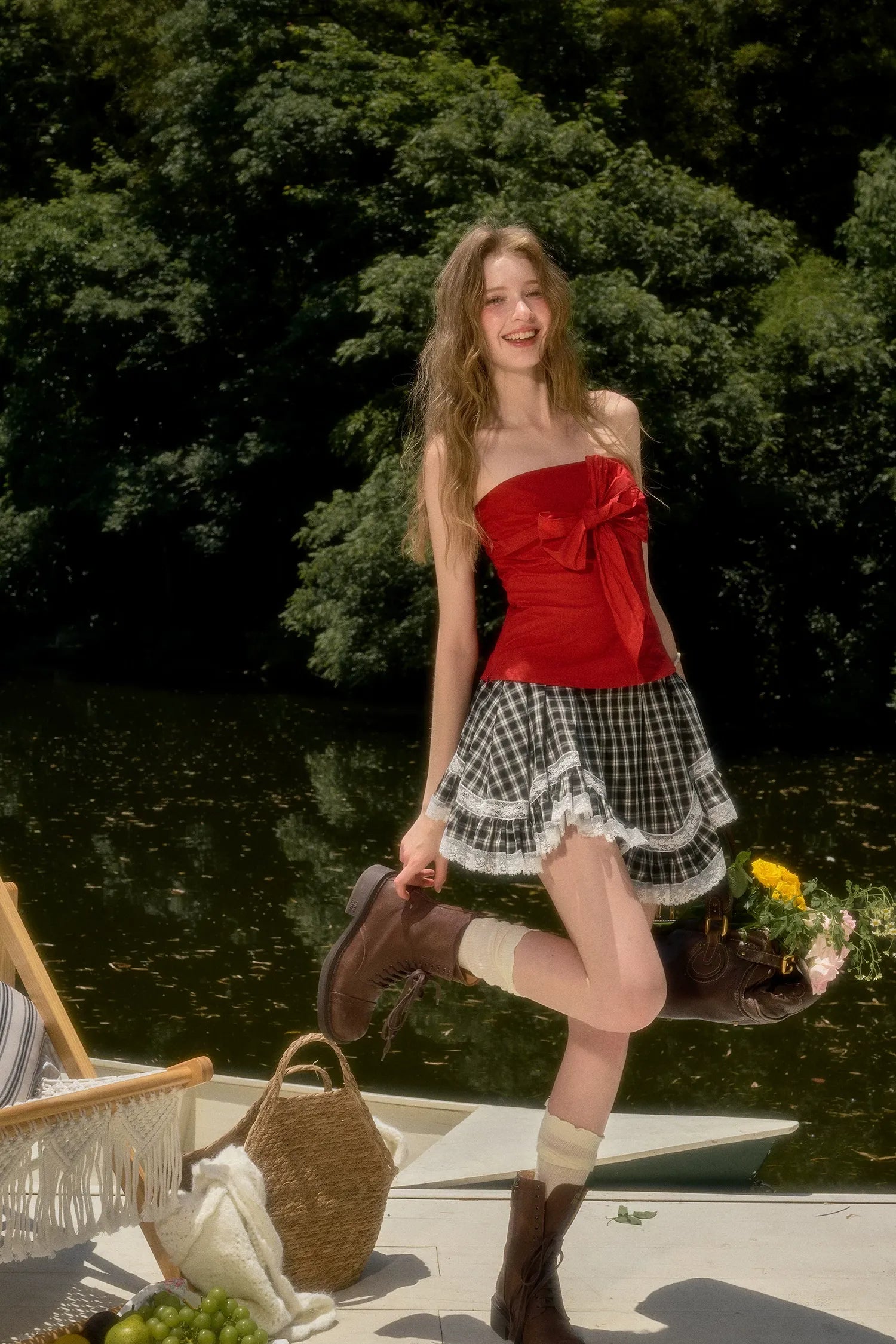 Cherry Bow Bandeau Top