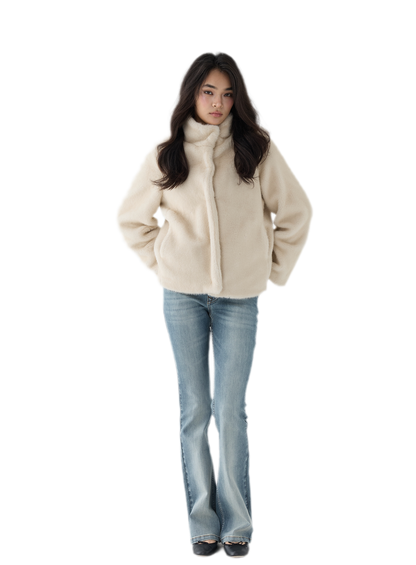 Eco-Friendly Cropped Faux Fur Jacket