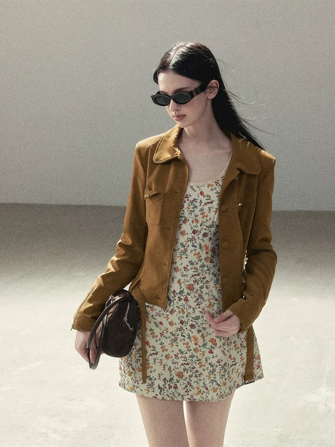 Soft Suede Cropped Utility Jacket