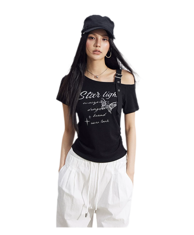 One-Shoulder Butterfly Tee