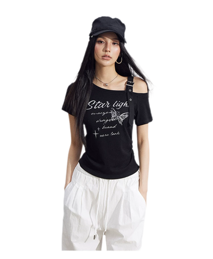 One-Shoulder Butterfly Tee