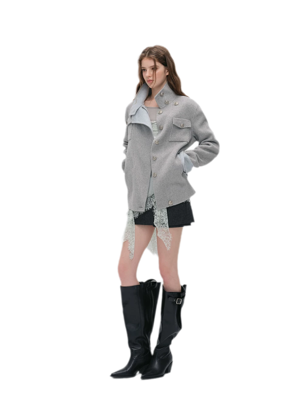 Heavyweight Contrast Wool Coat
