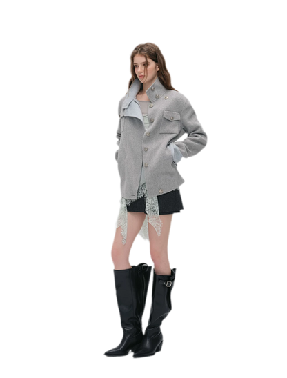 Heavyweight Contrast Wool Coat
